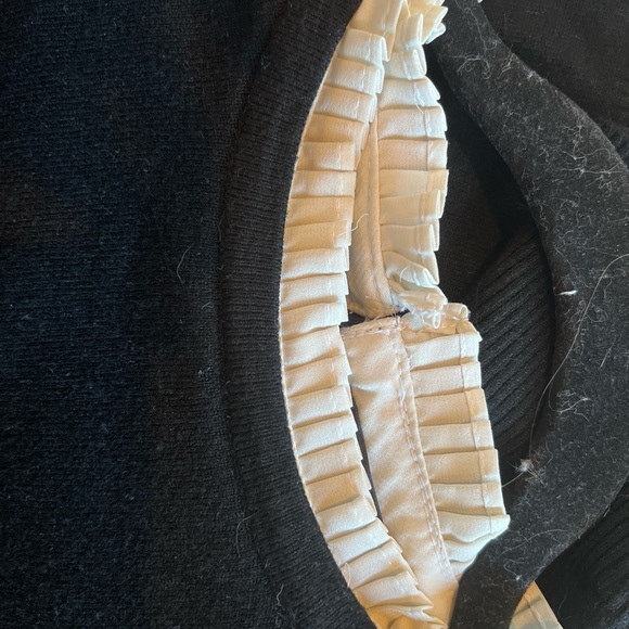 Unique detailed neck and sleeves black sweater top. - Picture 8 of 8